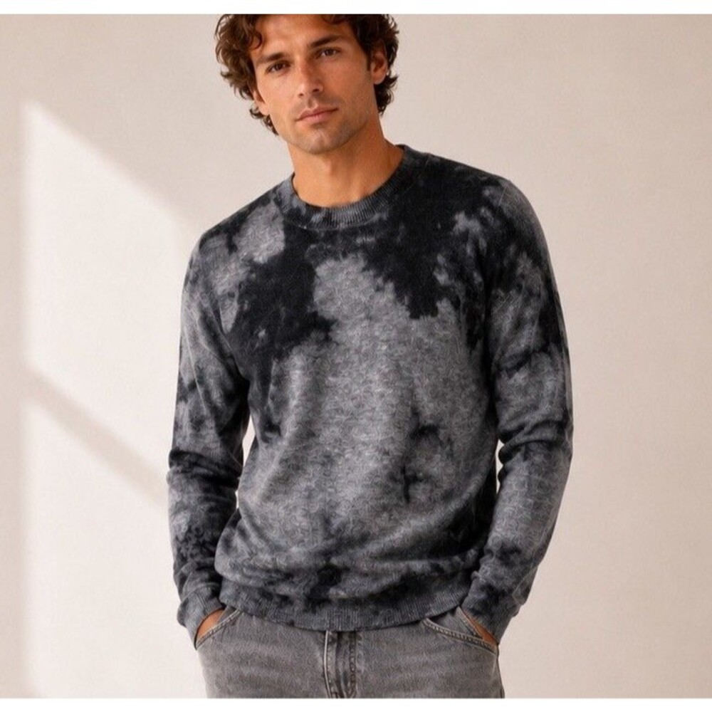 Little Luxe 9 Tie dye Cashmere Blend Sweater Women Sz XL Grey Modern Minimal EUC